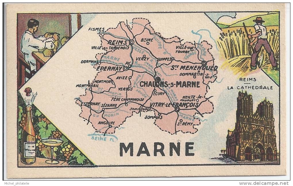 Carte Postale, carte de la Marne