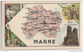 Carte Postale, carte de la Marne