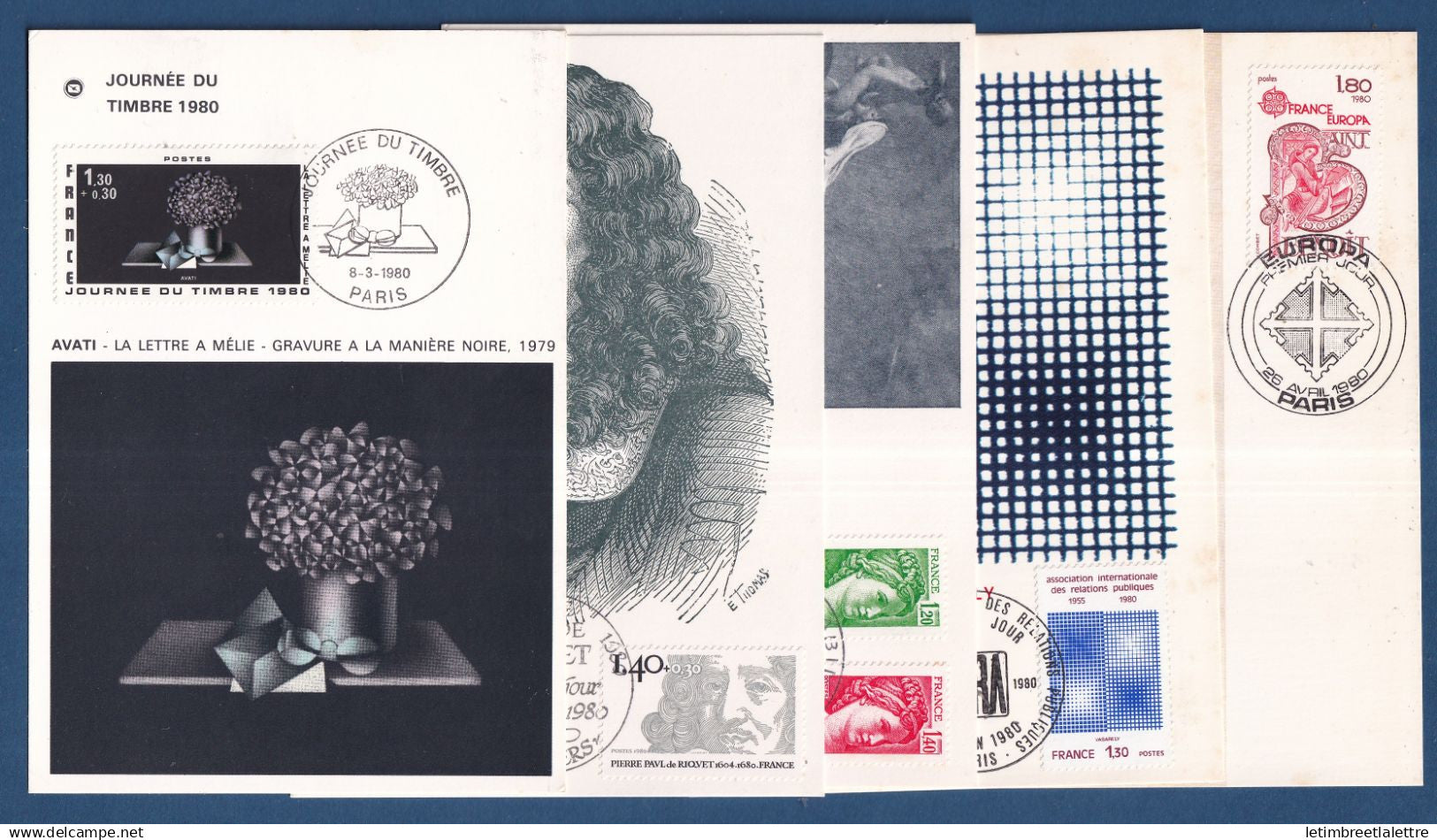 France - FDC - Premier Jour - Cartes Maximum - Thématique Divers - Sabine - Riquet - Europa - 1980