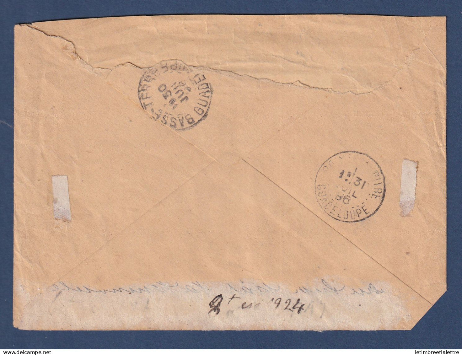 Guadeloupe - YT n° 15 sur enveloppe de Saint Claude pour Pointe à Pitre - 1896