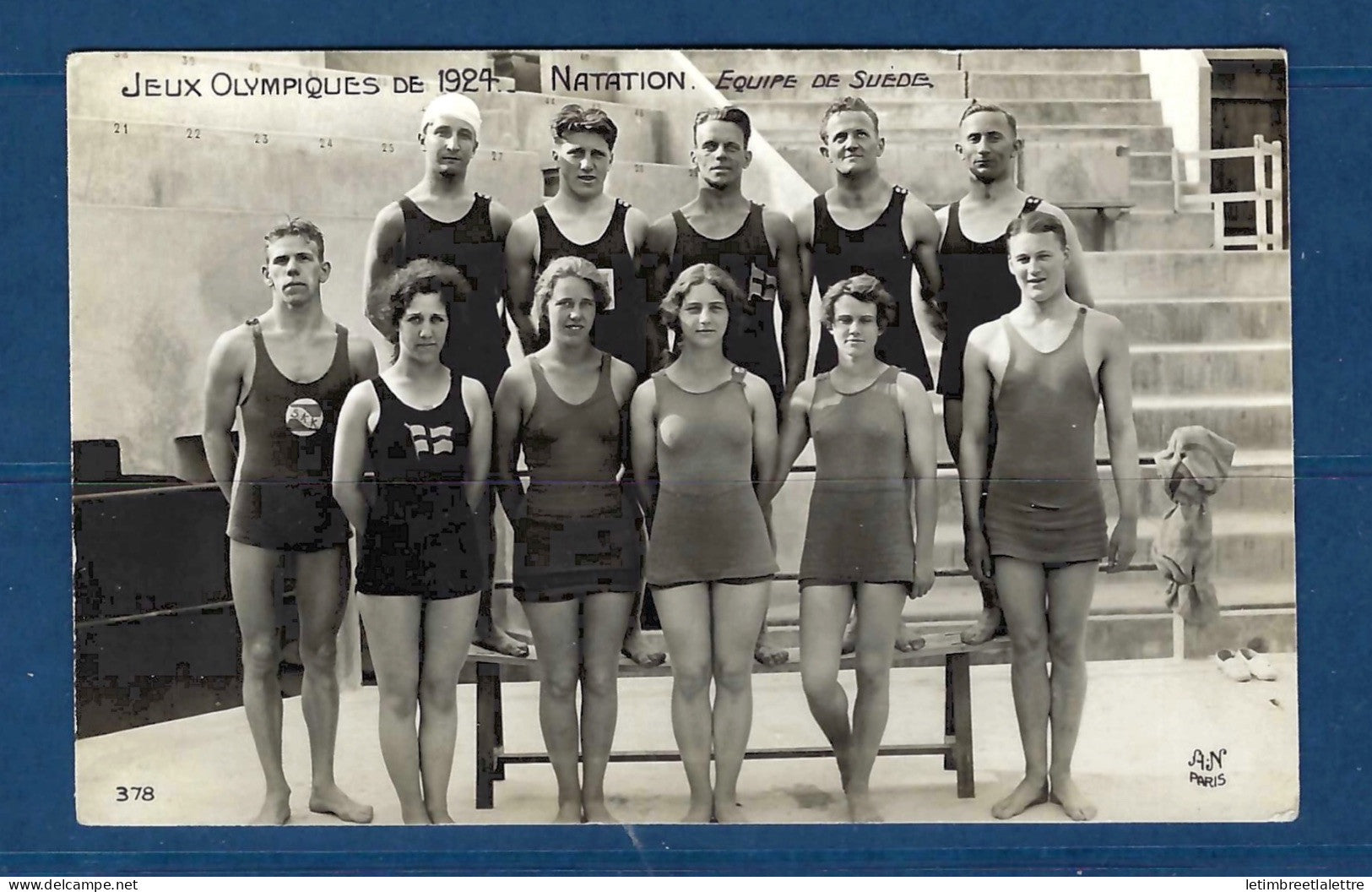 France - Carte postale - CPA - Photo - Jeux Olympiques - Natation équipe de Suède - 1924