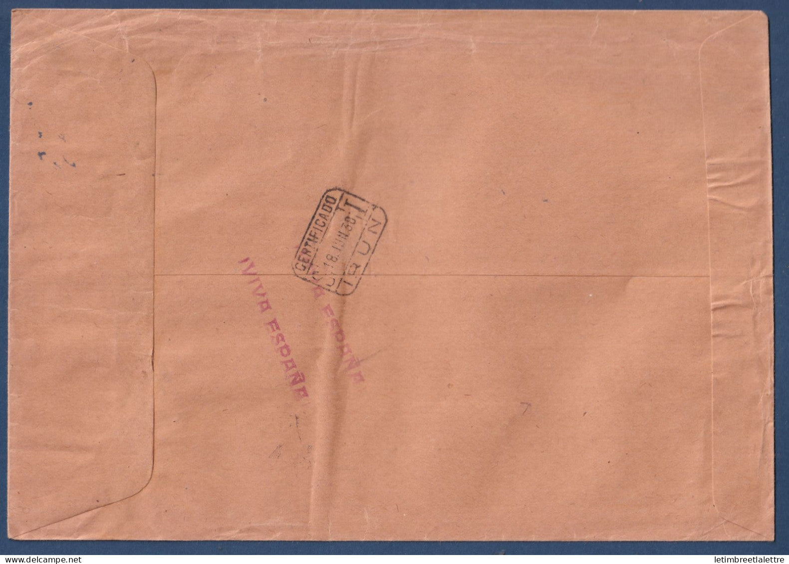 Espagne - Enveloppe censurée pour Paris - Censure militaire - Burgos - 1938