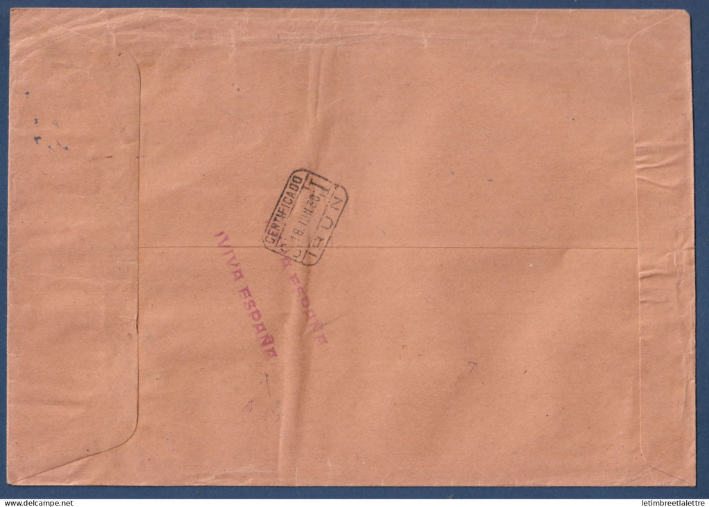 Espagne - Enveloppe censurée pour Paris - Censure militaire - Burgos - 1938