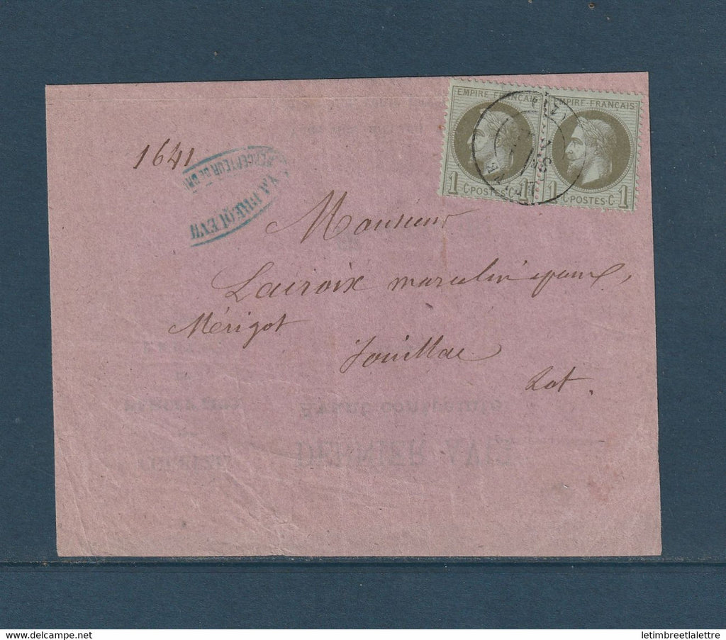 France - YT n° 25 - Corrèze oblitéré du Cachet à Date de Brive pour Souillac - perception de Brive
