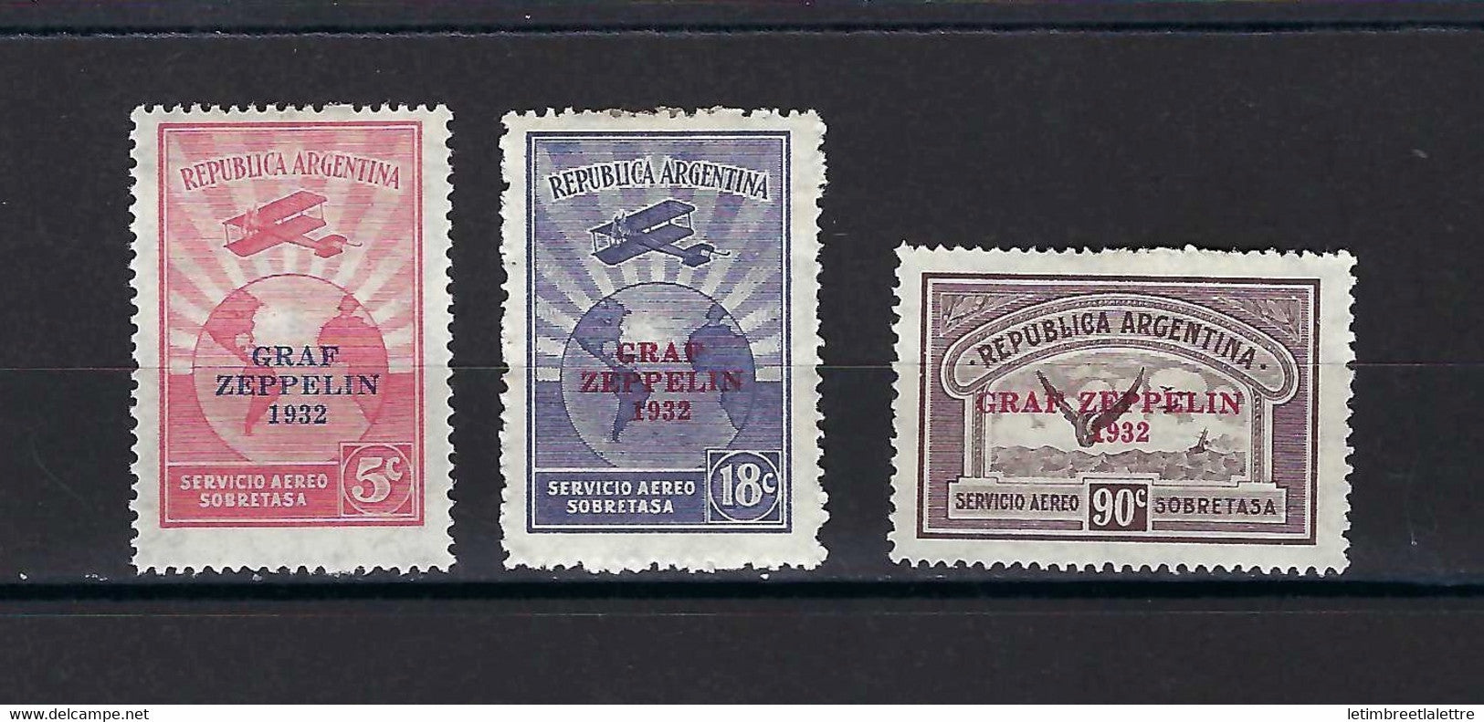 ⭐ Argentine - Poste Aérienne - YT N° 19 M, N, P * - Neuf avec charnière - 1932 ⭐