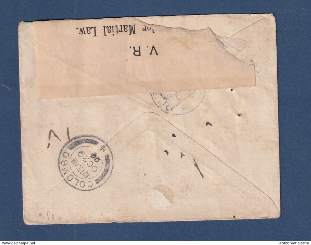 Orange - YT n° 23 sur lettre de prisonnier de guerre ( Boers ) du camps de Diyatalawa - 1900