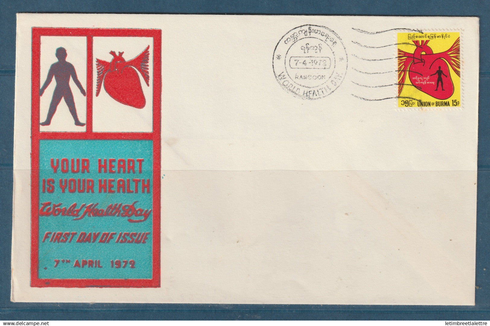 Myanmar - Birmanie -  Burma - YT n° 144 A - FDC premier jour World Health Day - 1972