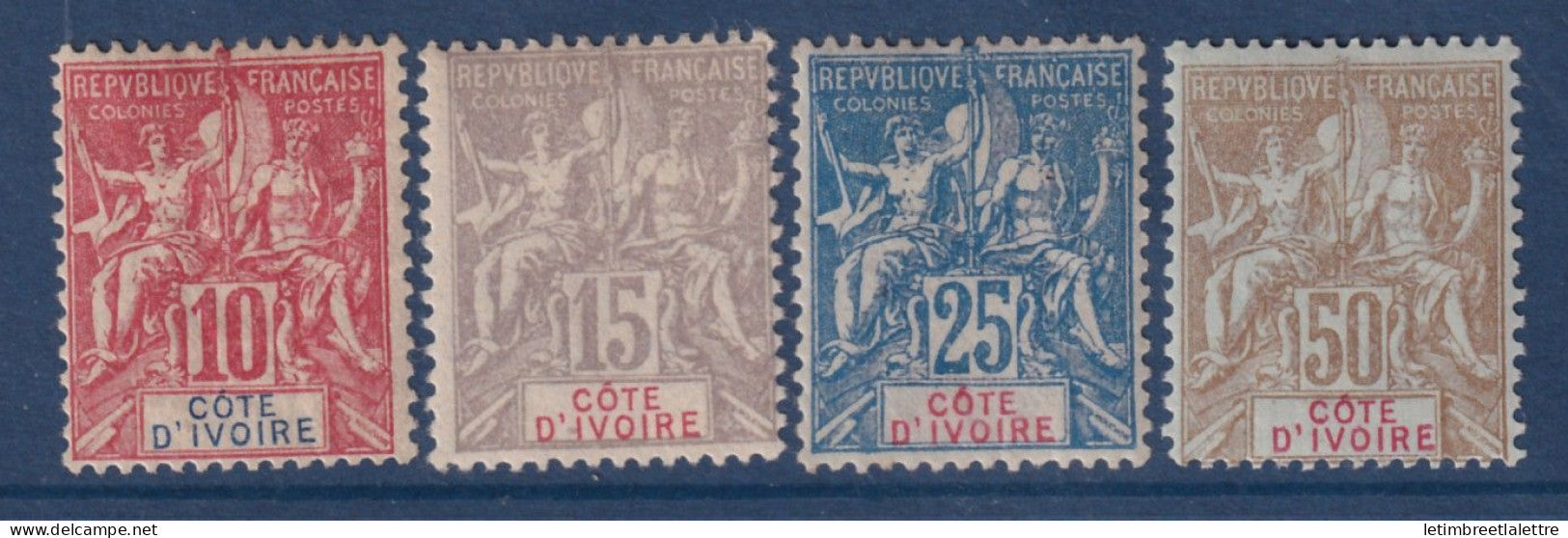 Côte d'Ivoire - YT n° 14 à 17 * - Neuf avec charnière - 1900