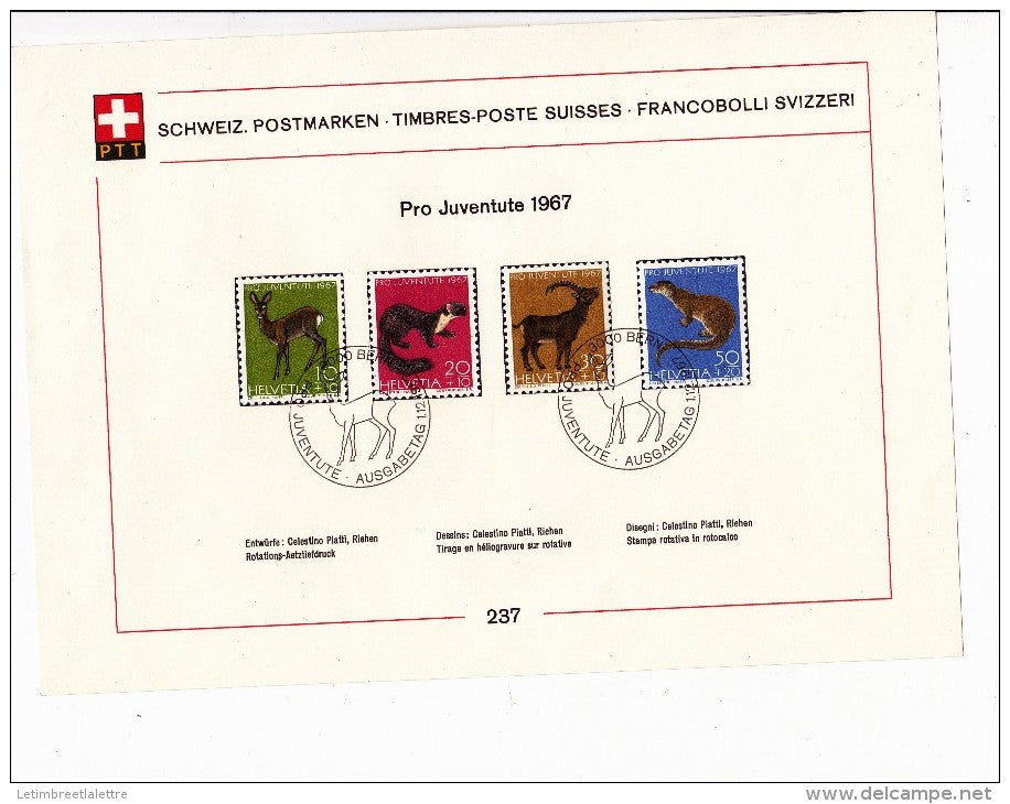 série n ° 799 à 802 oblit 1967