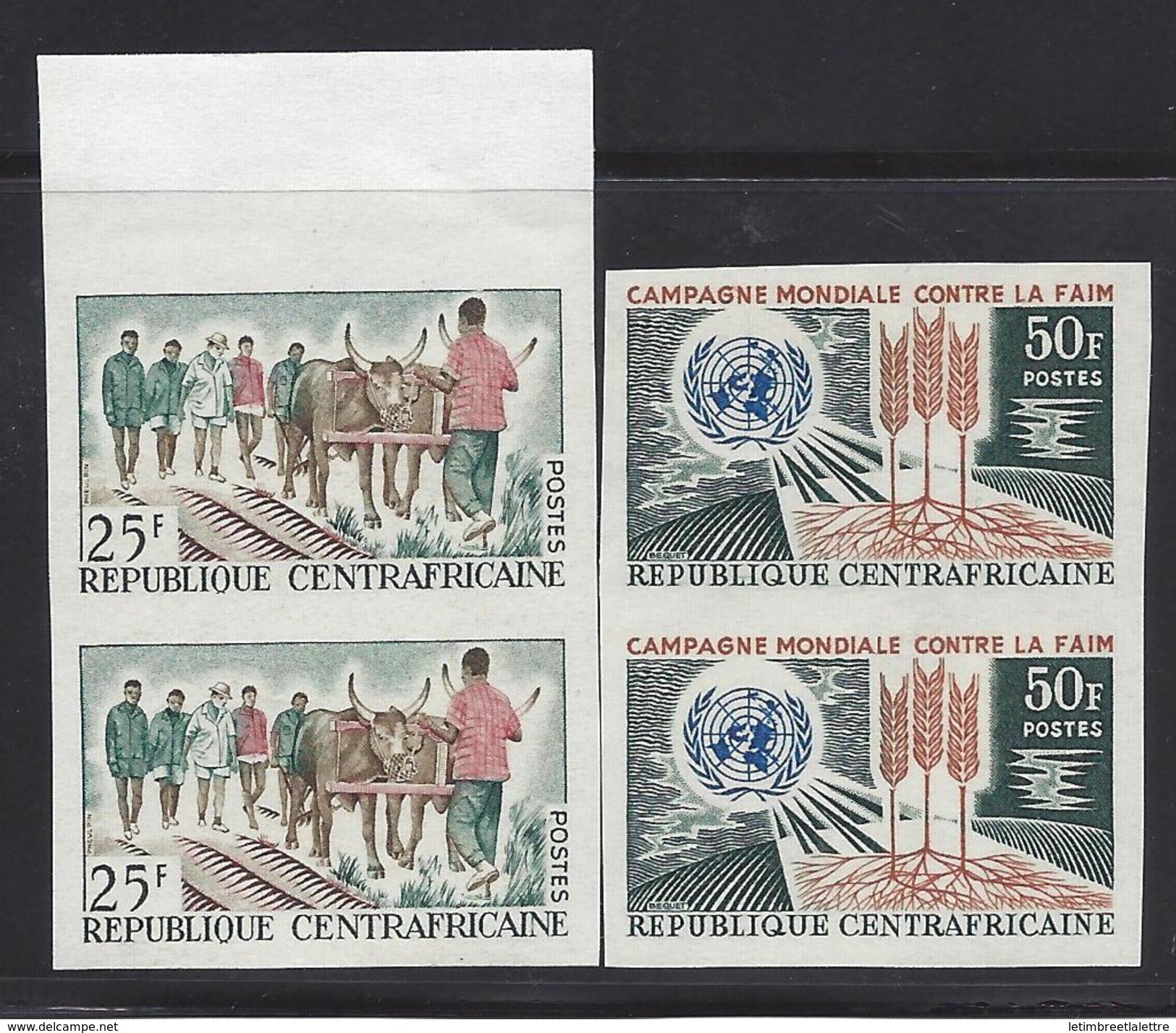 REPUBLIQUE CENTRAFRICAINE N° 43 et 60  ** Non dentelé