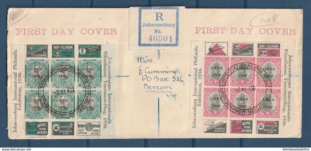 Afrique du Sud - Johannesburg - FDC - Salon international philatélique Jipex - 1936