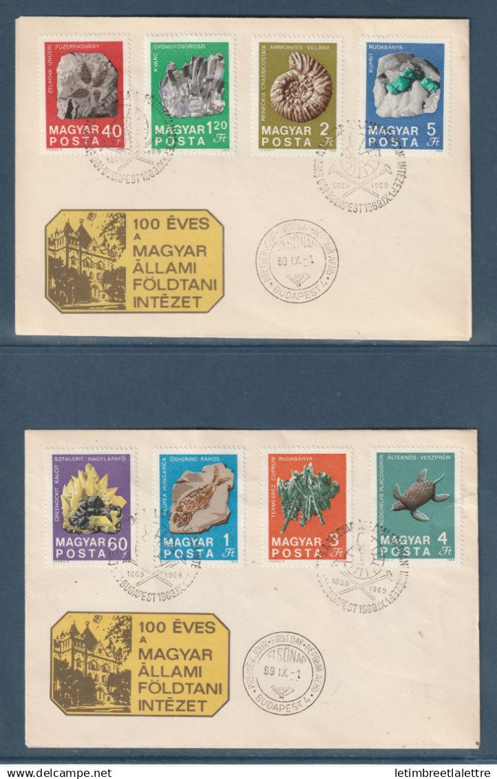 Hongrie - Premier jour - FDC - Budapest - centenaire de l'institut national de géologie - fossile - 1969