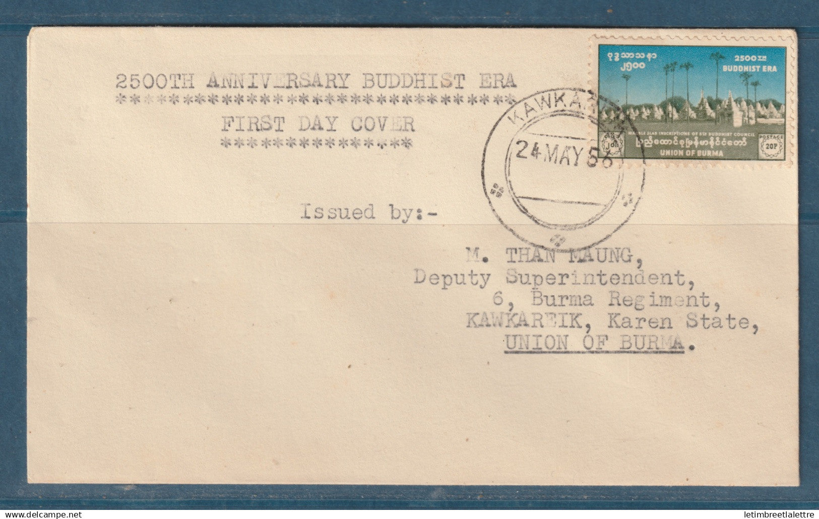 Myanmar - Birmanie - Burma - YT n° 73 - FDC premier jour Naissance de Bouddha - Buddhist Era - 1956