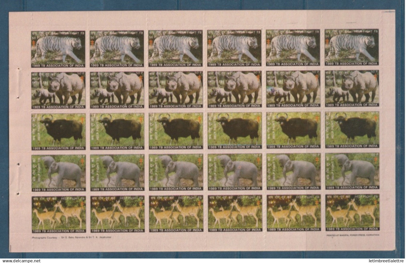 Inde - India - Antituberculeux - ** Neuf sans charnière - Help fight tb - Faune - animaux - éléphant - 1989