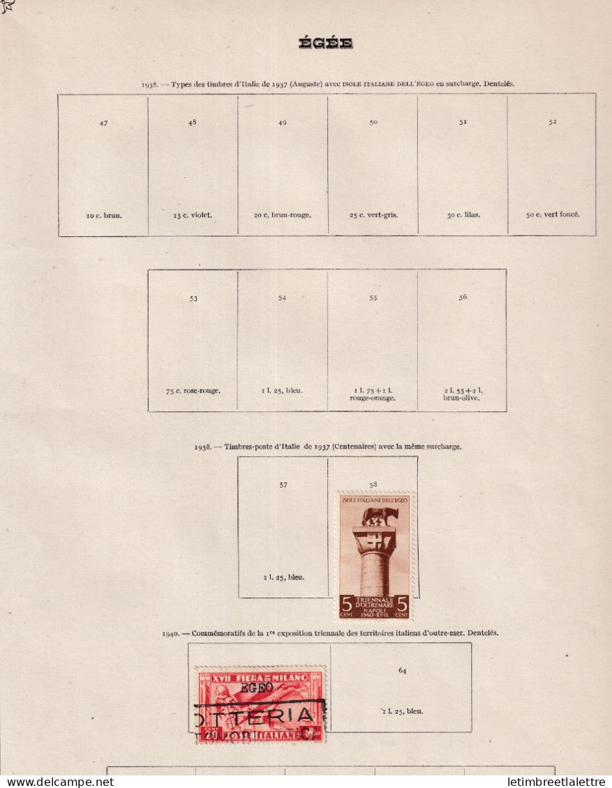 Italie - Colonie Italienne - Egée - à la page - * neuf avec charnière - oblitéré - 1938 1940