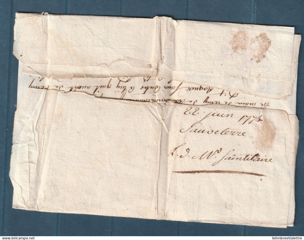 France - Gers - Plis dû de Mirande en 1774 pour le porteur d'Auch à Lectoure