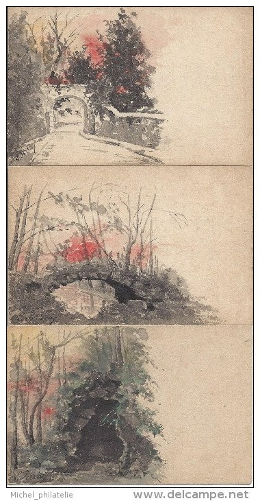 ⭐Carte postale - CPA - Lot de 3 cartes postales - Illustrés aquarelles - Par L Perring ⭐