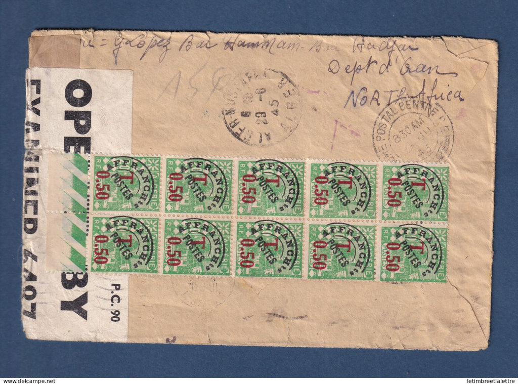 Algérie - Franchise militaire de Moustapha ( Alger ) par avion pour Londres avec censure - 1945