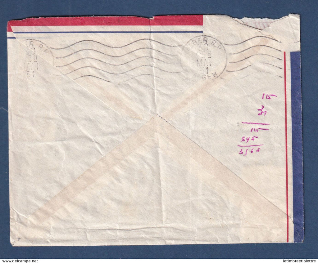 Ceylan - Colombo pour Alger ( Algérie ) par avion - lettre taxée