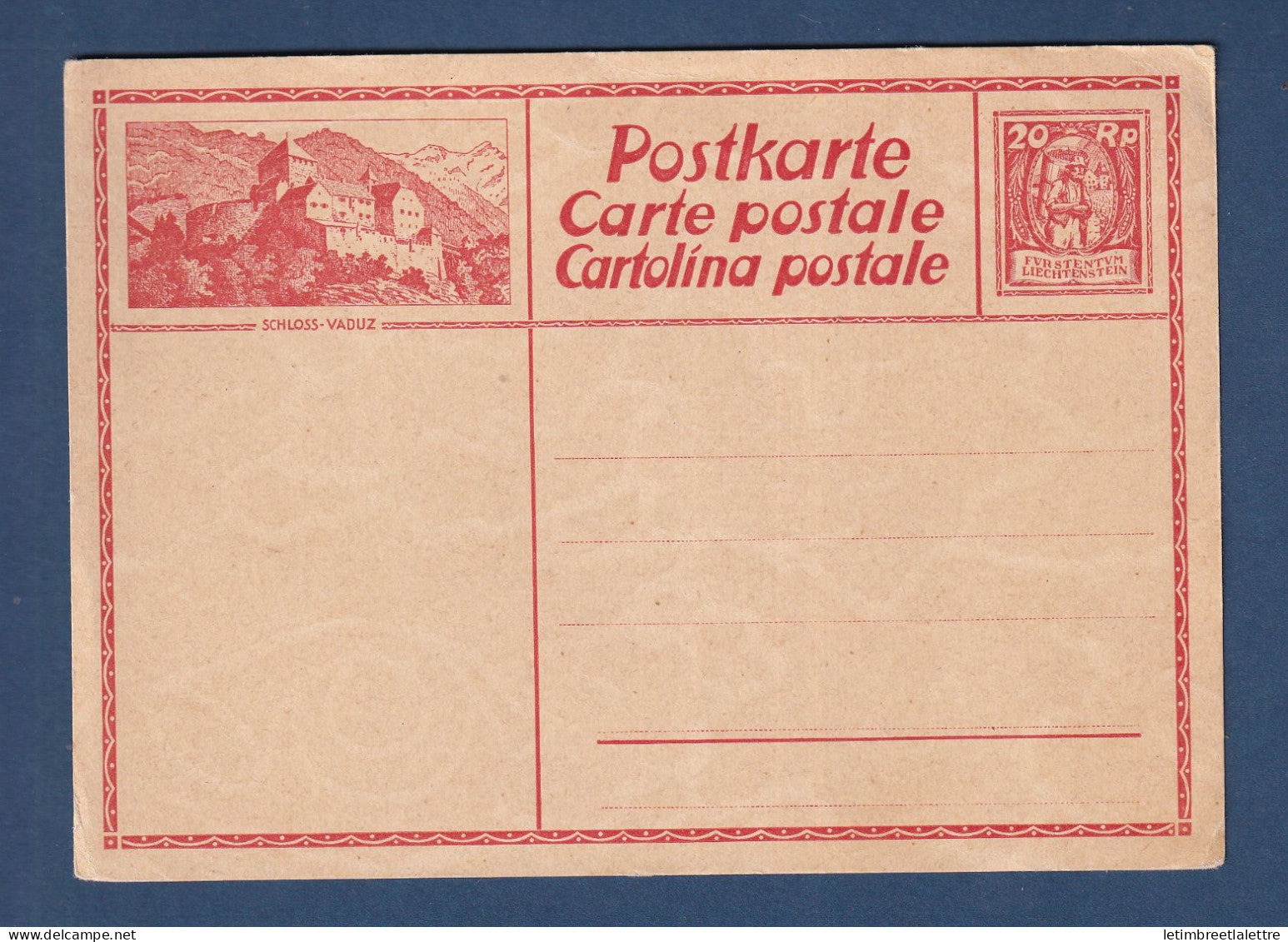 Liechtenstein - Entier postal - carte postale - Château de Vaduz