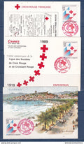 France - croix rouge - carte maximum ( 3 cartes ) - Cannes - 1989