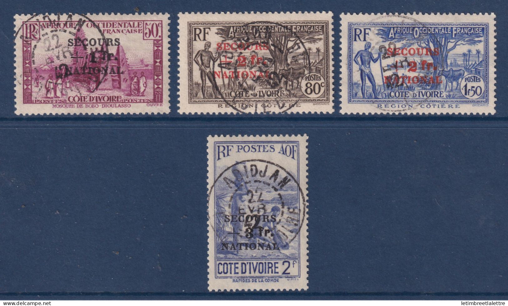 Côte d'Ivoire - YT n° 165 à 168 - Oblitéré - 1941
