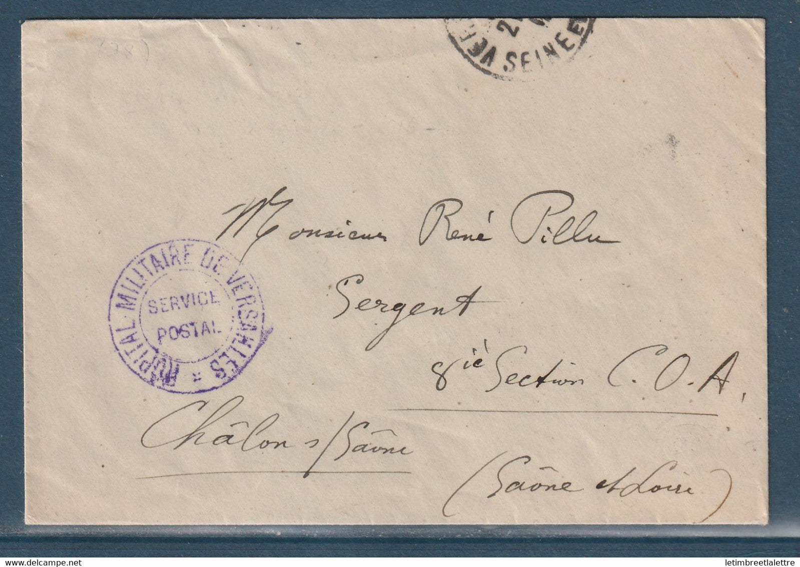 ⭐ France - Guerre de 1914 1918 - Hôtel Militaire de Versailles Service postal - 1916 ⭐