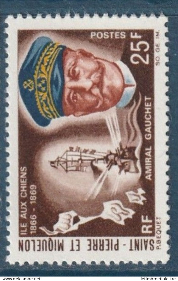 Saint Pierre et Miquelon - YT n° 383 * - Neuf avec charnière - Amiral Gauchet - 1968