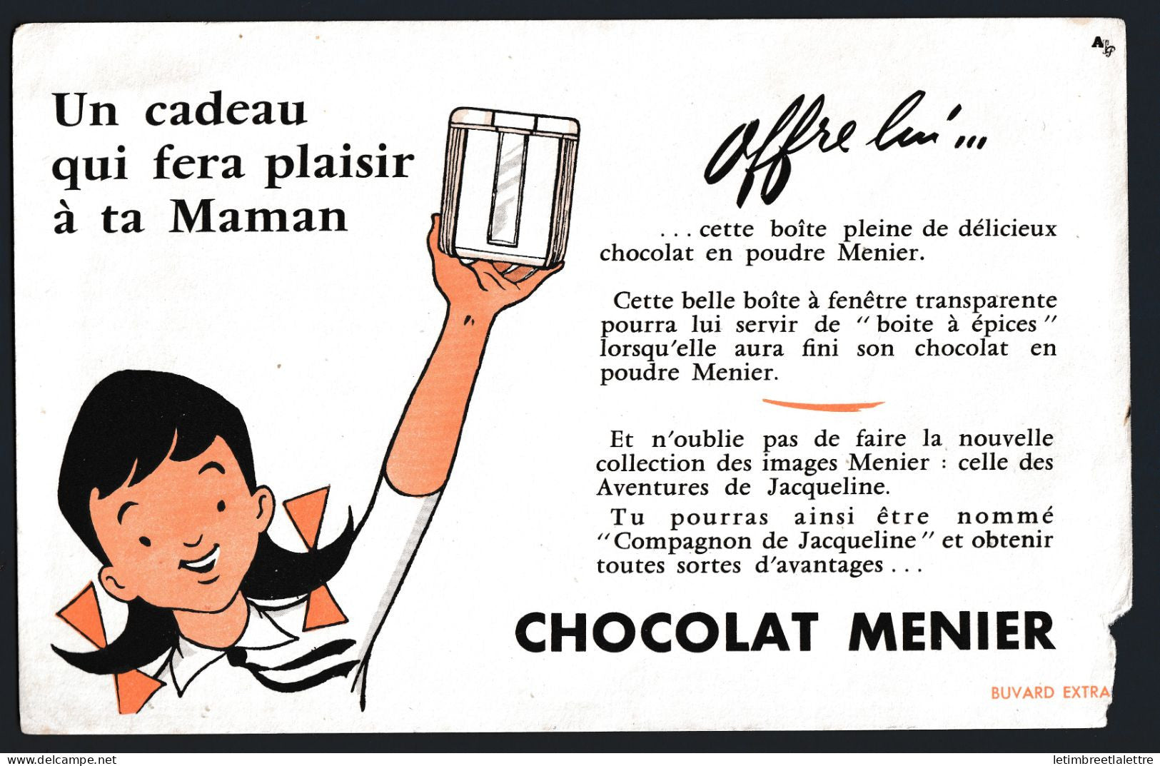 France - Buvard publicitaire - Chocolat Menier - Un cadeau qui fera plaisir à ta maman