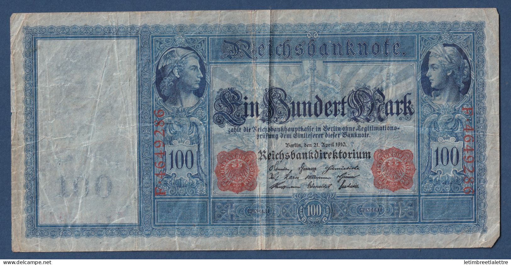 Allemagne - monnaie - Billet de 100 mark - Reichsbanknote - 1910
