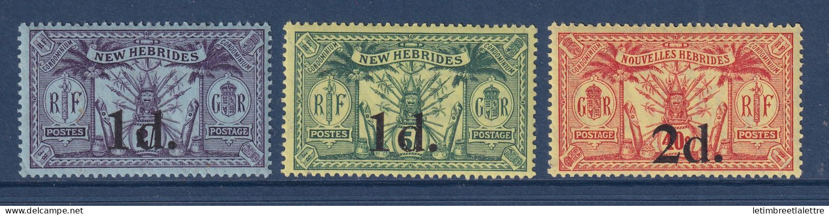 Nouvelles Hébrides - YT n° 66 à 68 ** - Neuf sans charnière - 1920