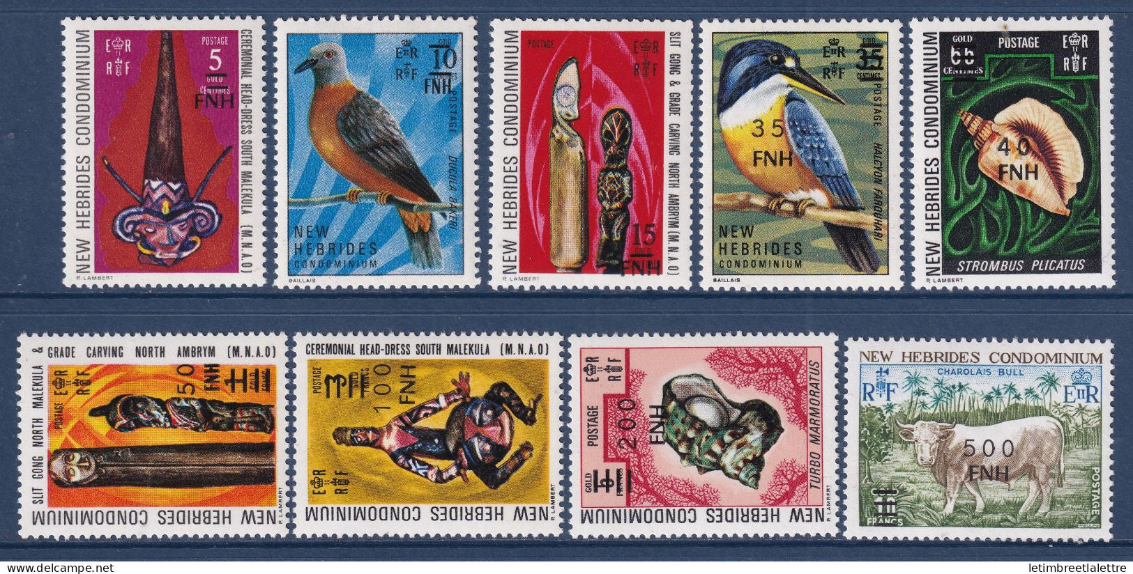 Nouvelles Hébrides - YT n° 486 à 494 ** sauf 488 A et 488 B - Neuf sans charnière - Art indigène - animaux - 1977