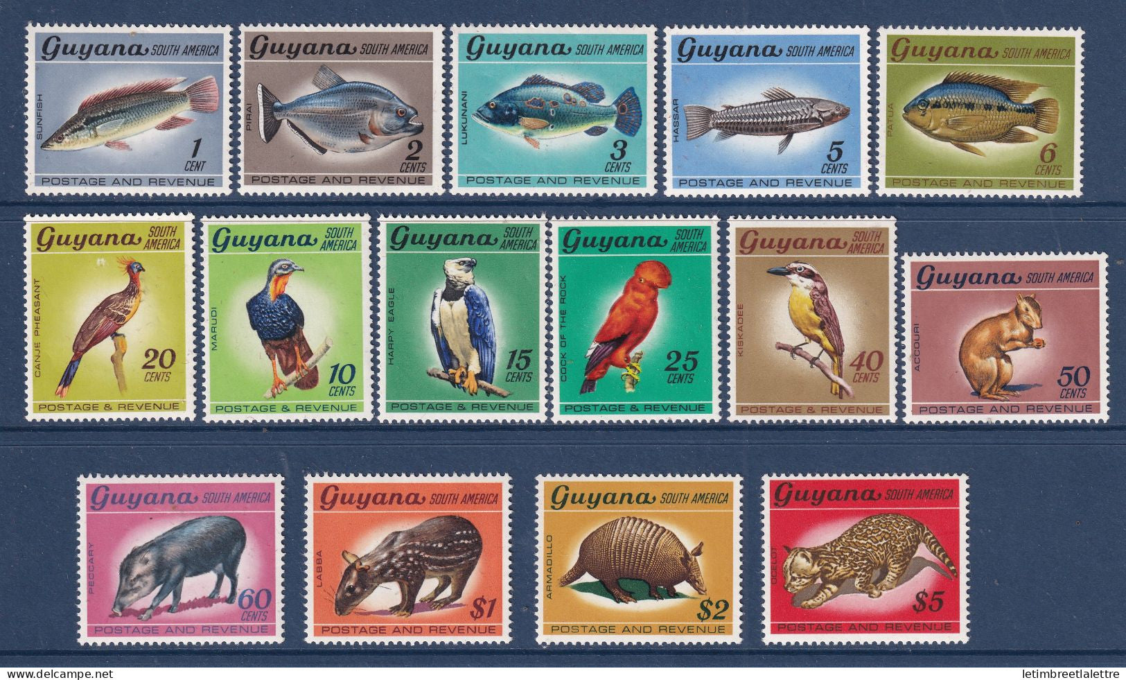 Guyana - YT Nos. 282 to 296 ** - Mint never hinged - Fish - Birds - Animals - 1968
