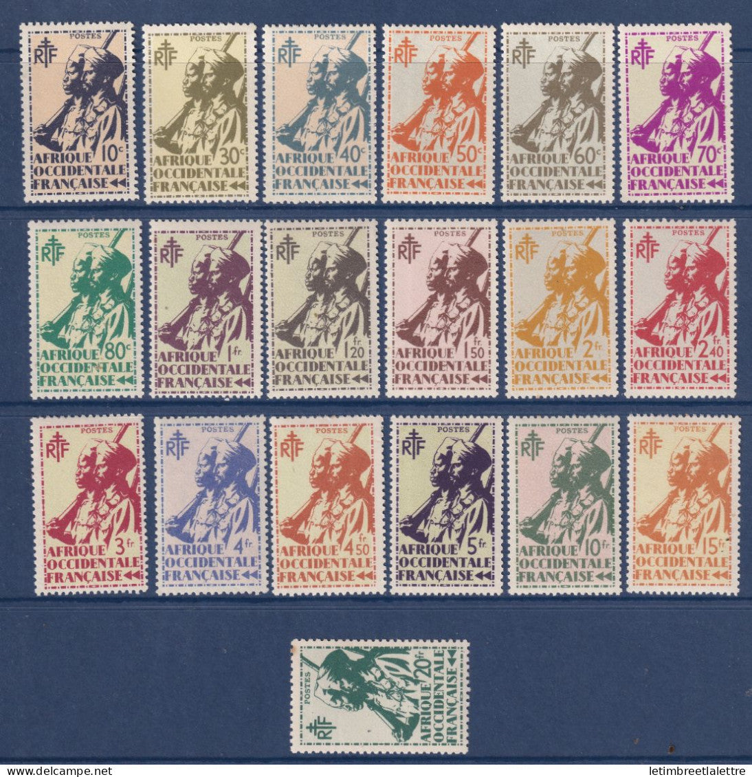 AOF - YT n° 4 à 22 ** - Neuf sans charnière - 1945