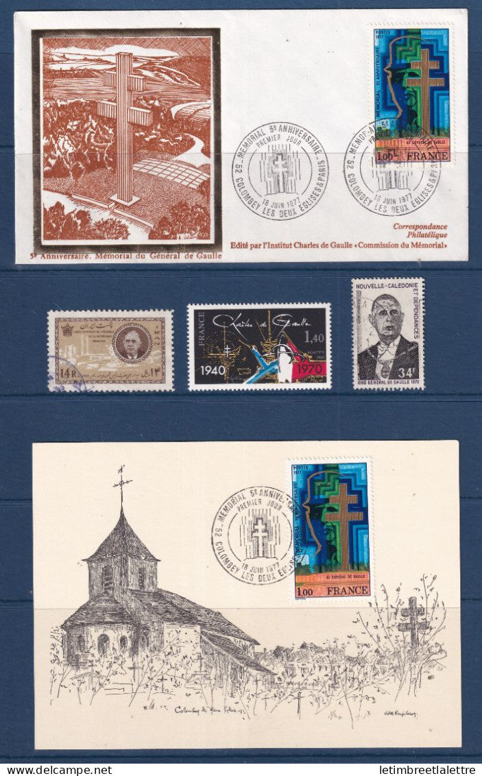 France - thématique De Gaulle - lot de timbres - FDC - Premier jour
