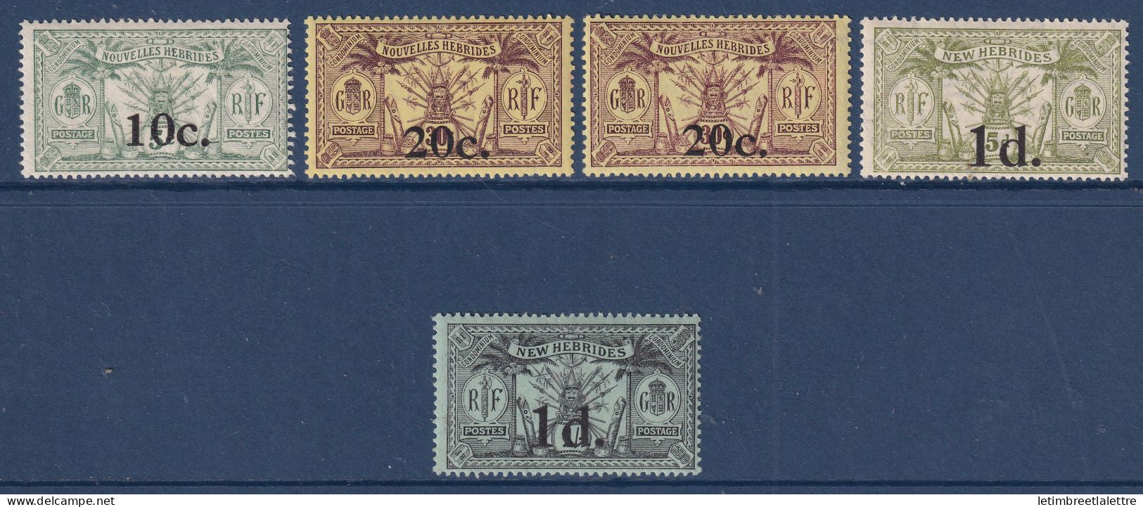 Nouvelles Hébrides - YT n° 61 à 65 * - Neuf avec charnière - 1920