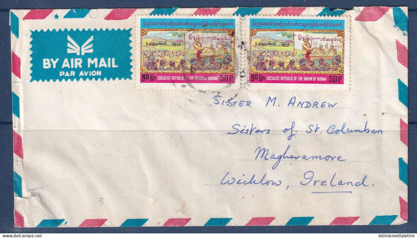 Myanmar - Birmanie - Enveloppe par avion - pour L'Irlande - 1948