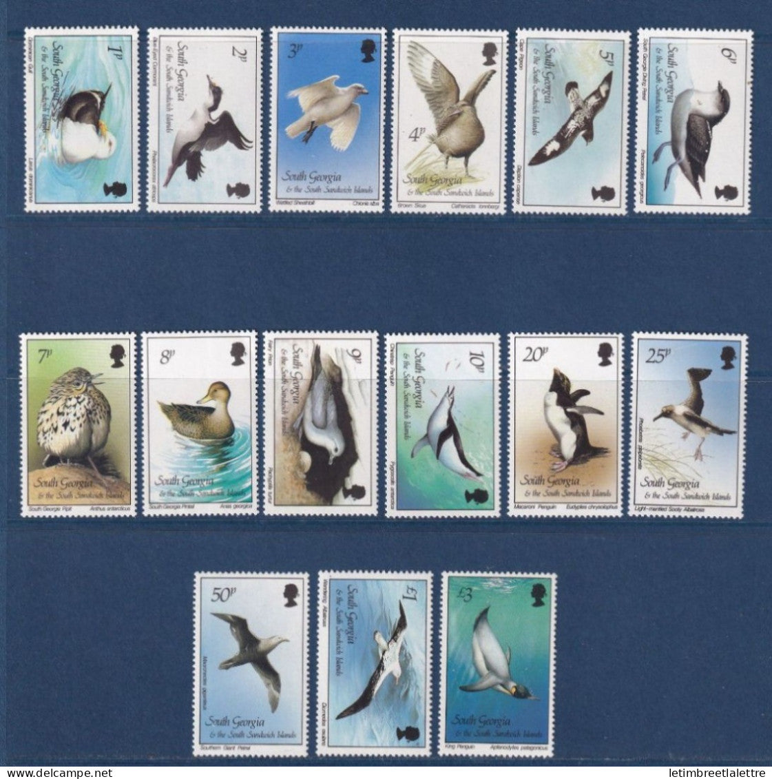 Géorgie du Sud - YT n° 166 à 180 ** - Neuf sans charnière - Oiseaux - 1987