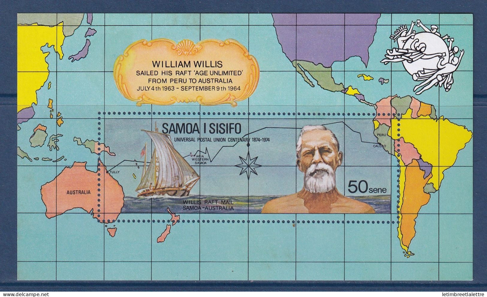 Samoa - Bloc - YT n° 6 ** - Neuf sans charnière - Centenaire de l'UPU - William Willis - 1974
