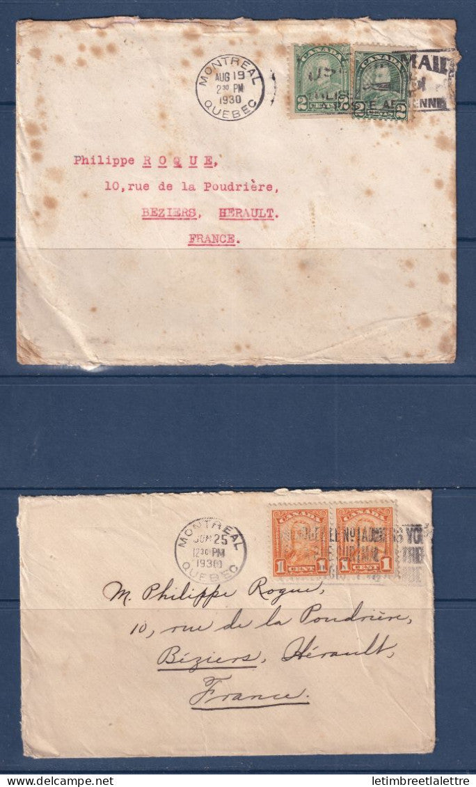 Canada - enveloppes Québec pour la France - Flamme - 1930