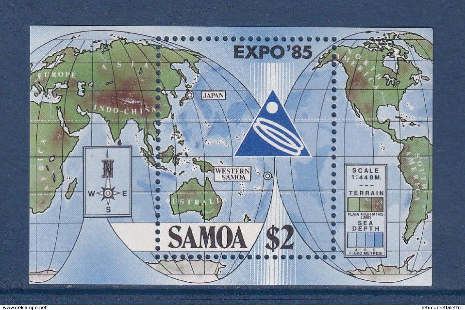 Samoa - Bloc - YT n° 36 ** - Neuf sans charnière - Expo 85 - Carte du monde - 1985