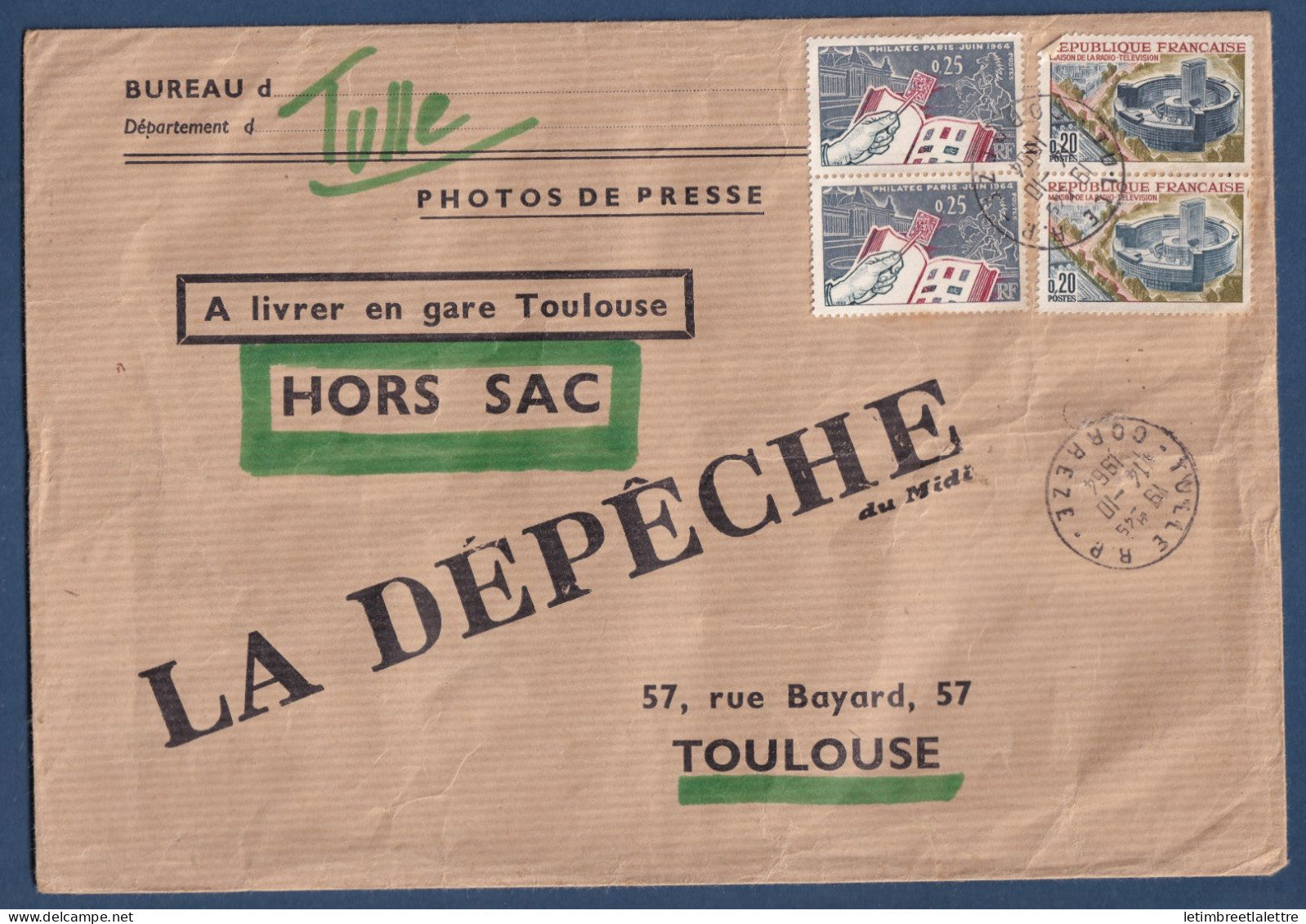 France - enveloppe Hors sac - la dépêche du midi - Toulouse