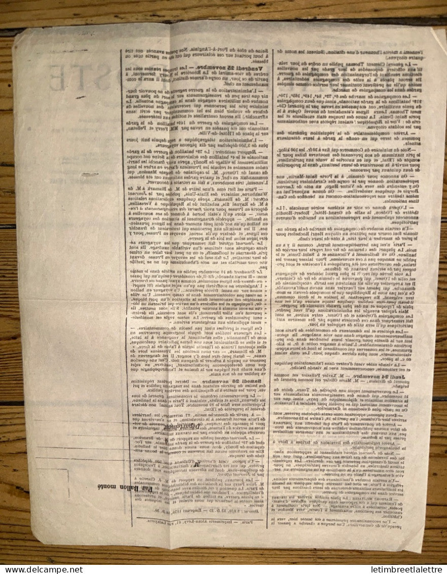 France - Journal le Ballon Poste - neuf - le n° 8 du dimanche 27 novembre 1870