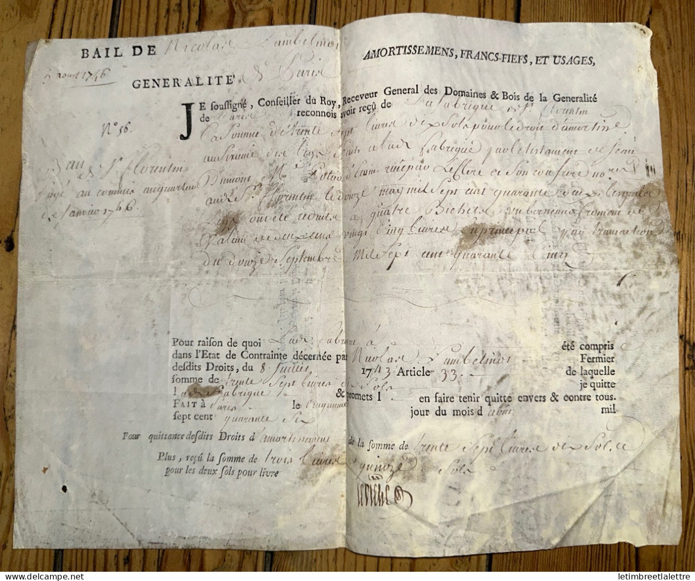 France - généralité - bail - amortissement - 1743