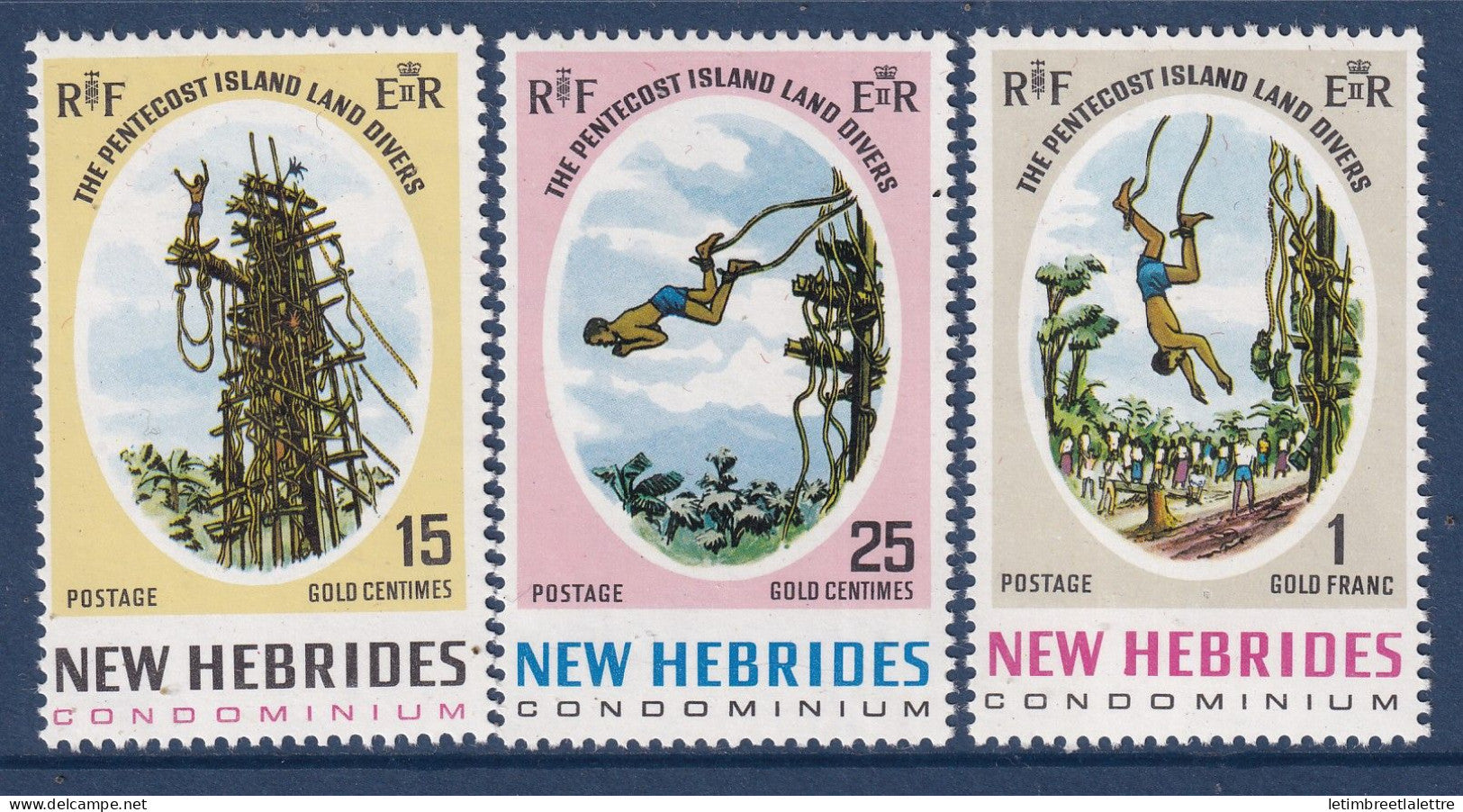 Nouvelles Hébrides - YT n° 289 à 291 ** - Neuf sans charnière - le saut du Gaul - 1969