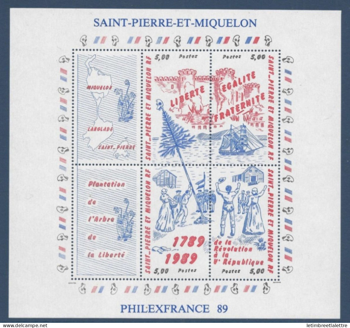 Saint Pierre et Miquelon - Bloc YT n° 3 ** - Neuf sans charnière - Bicentenaire de la Révolution - 1989