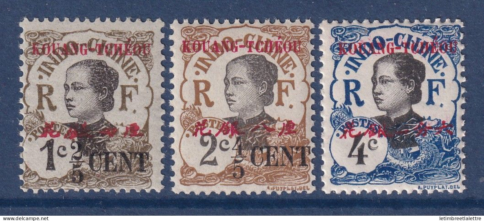 Kouang Tchéou - YT n° 35 , 36 et 37 ** - Neuf sans charnière - Surcharges - 1919
