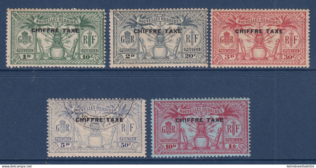 Nouvelles Hébrides - Taxe - YT N° 1 à 5 ** - n° 4 Oblitéré - Neuf sans charnière - Rousseurs - 1925