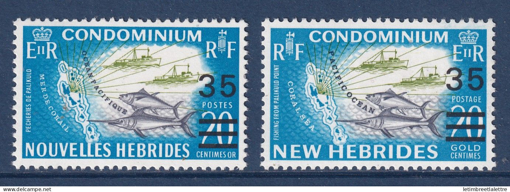 Nouvelles Hébrides - YT n° 298 et 299 ** - Neuf sans charnière - Poissons - 1970