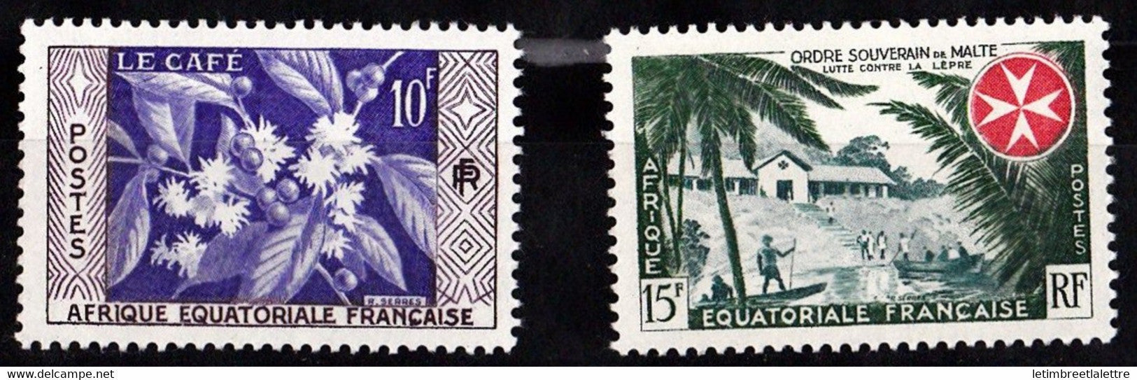 AEF - YT n° 236 et 237 ** - Neuf sans charnière - Café et lutte contre la lèpre - 1956 à 1957